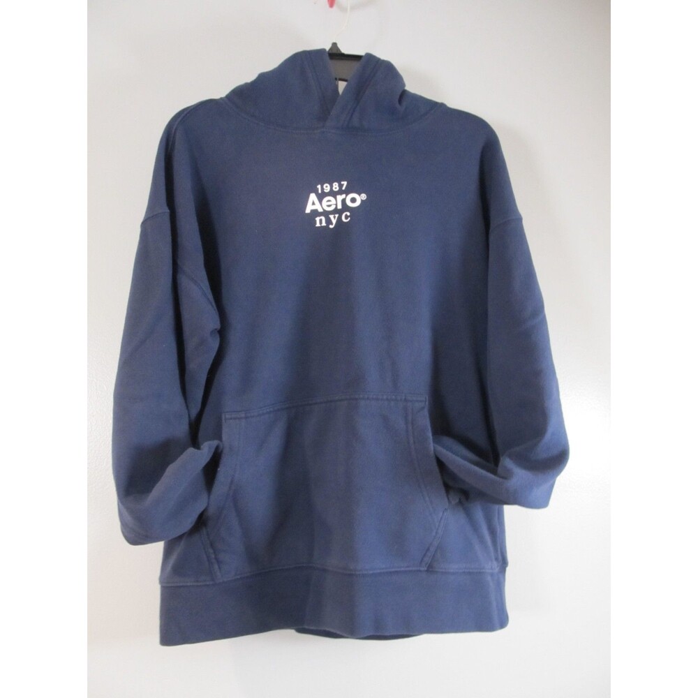 Aeropostale 1987 Aero NYC Hoodie Boys Small S Navy Blue Pullover Sweatshirt